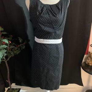Liz Claiborne 16 Black w White Polka Dot Dress